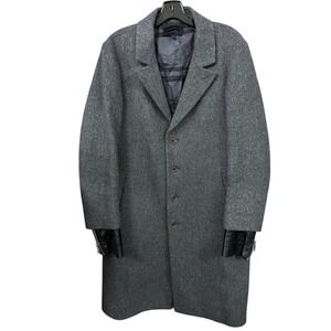 DIESEL BLACK GOLD Men's Wool‎ Blend Coat Leather Trim Grey Size 48